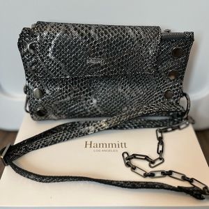 Hammitt Levy After Dark Black Silver Embossed Leather Bag Crossbody